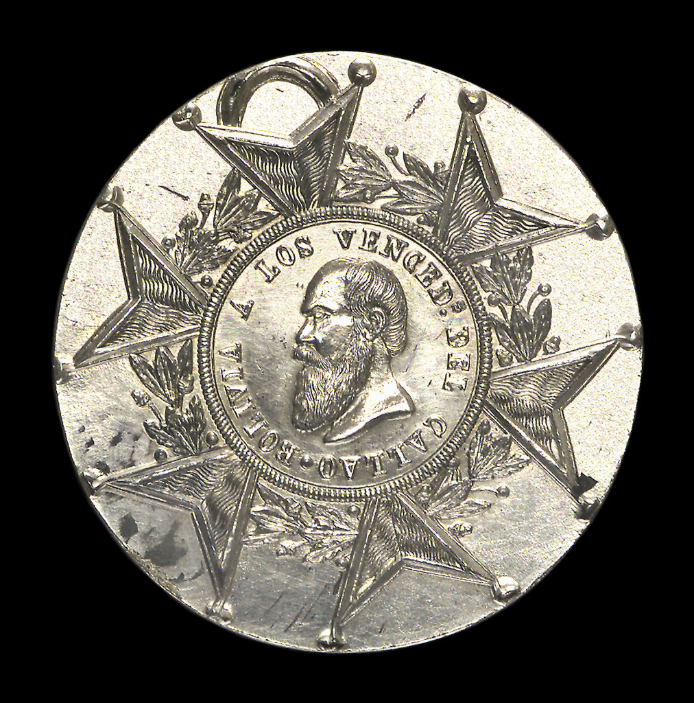 Detail of Medal commemorating the defence of Callao, 1866; obverse by unknown