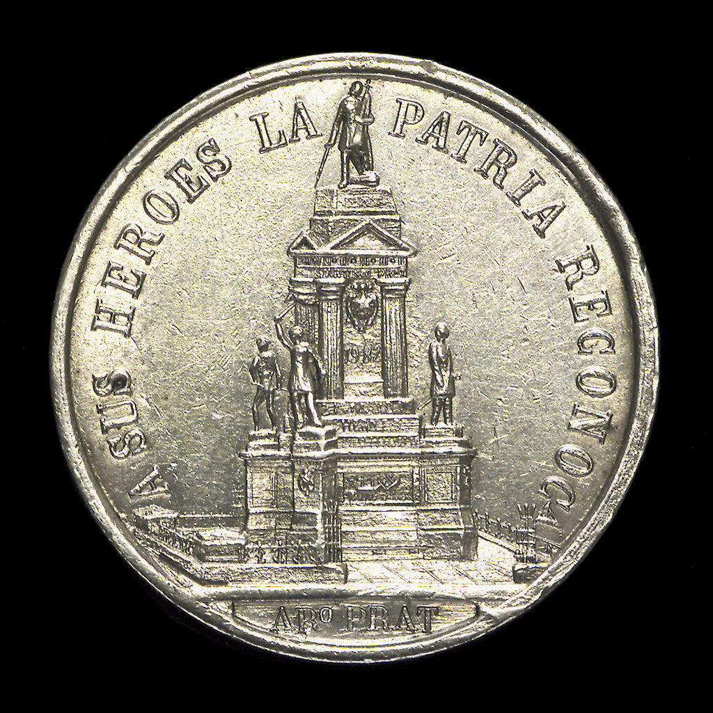 Detail of Medal depicting the naval monument at Valparaiso; obverse by unknown