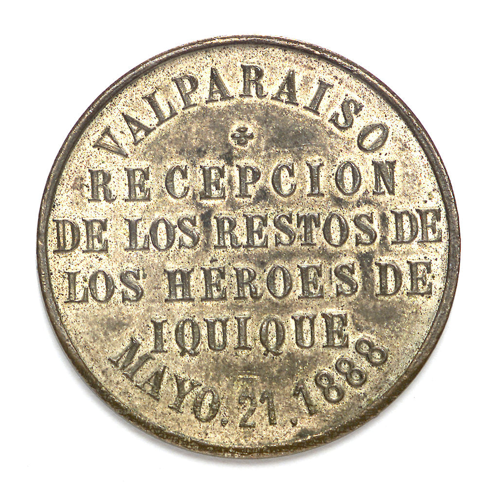 Detail of Medal depicting the naval monument at Valparaiso; reverse by unknown