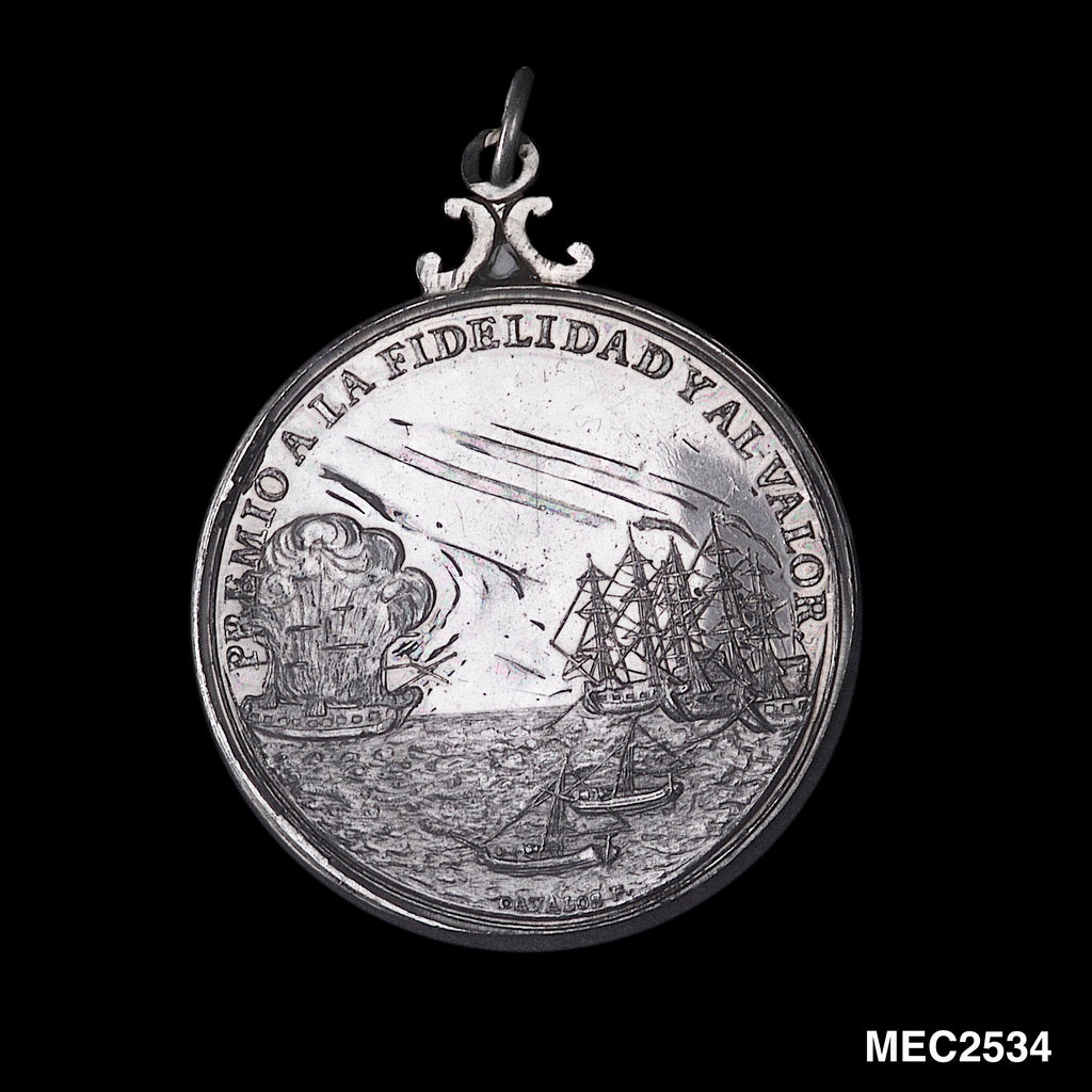 Detail of Medal commemorating the defence of Callao, 1819; obverse by A. Davalos