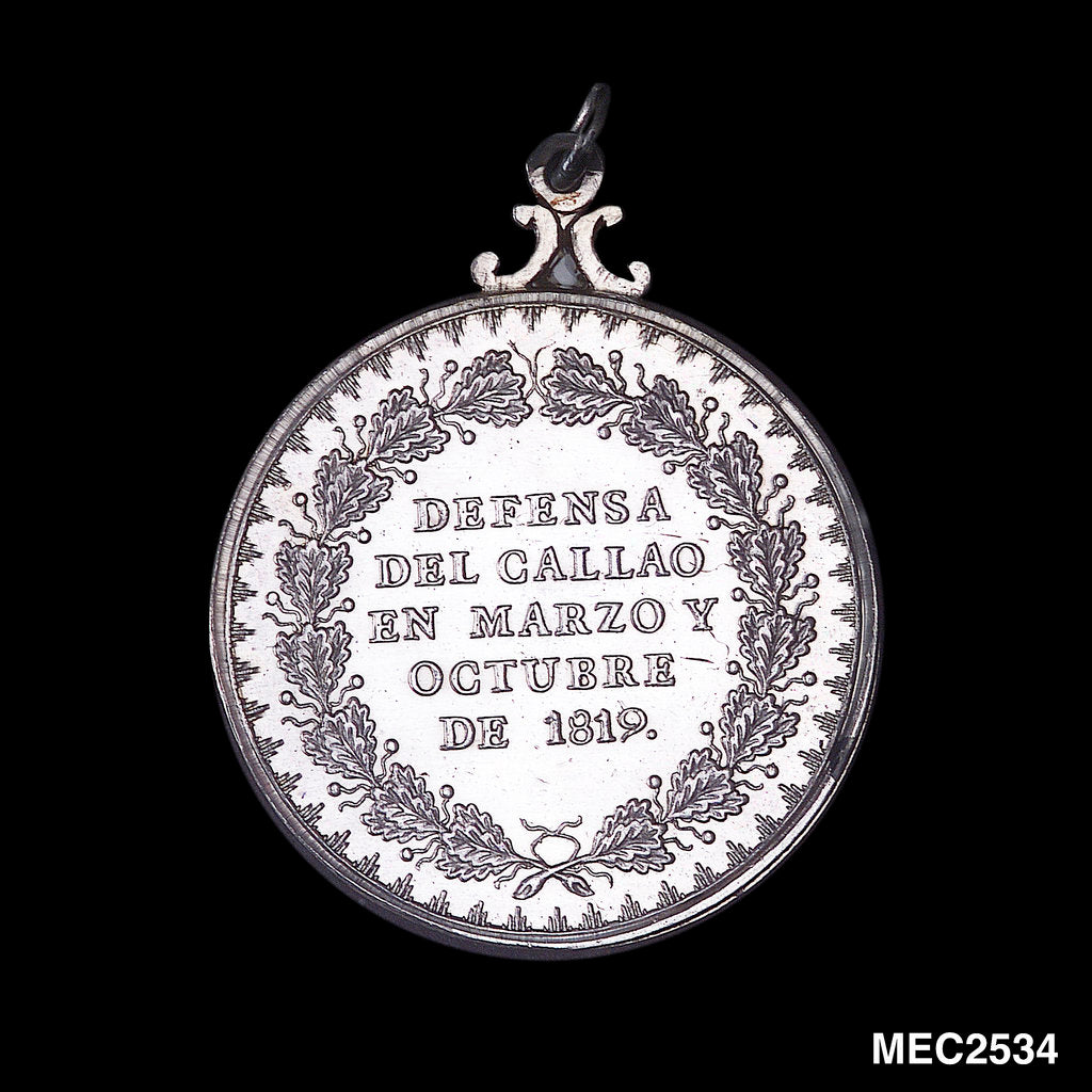 Detail of Medal commemorating the defence of Callao, 1819; reverse by A. Davalos
