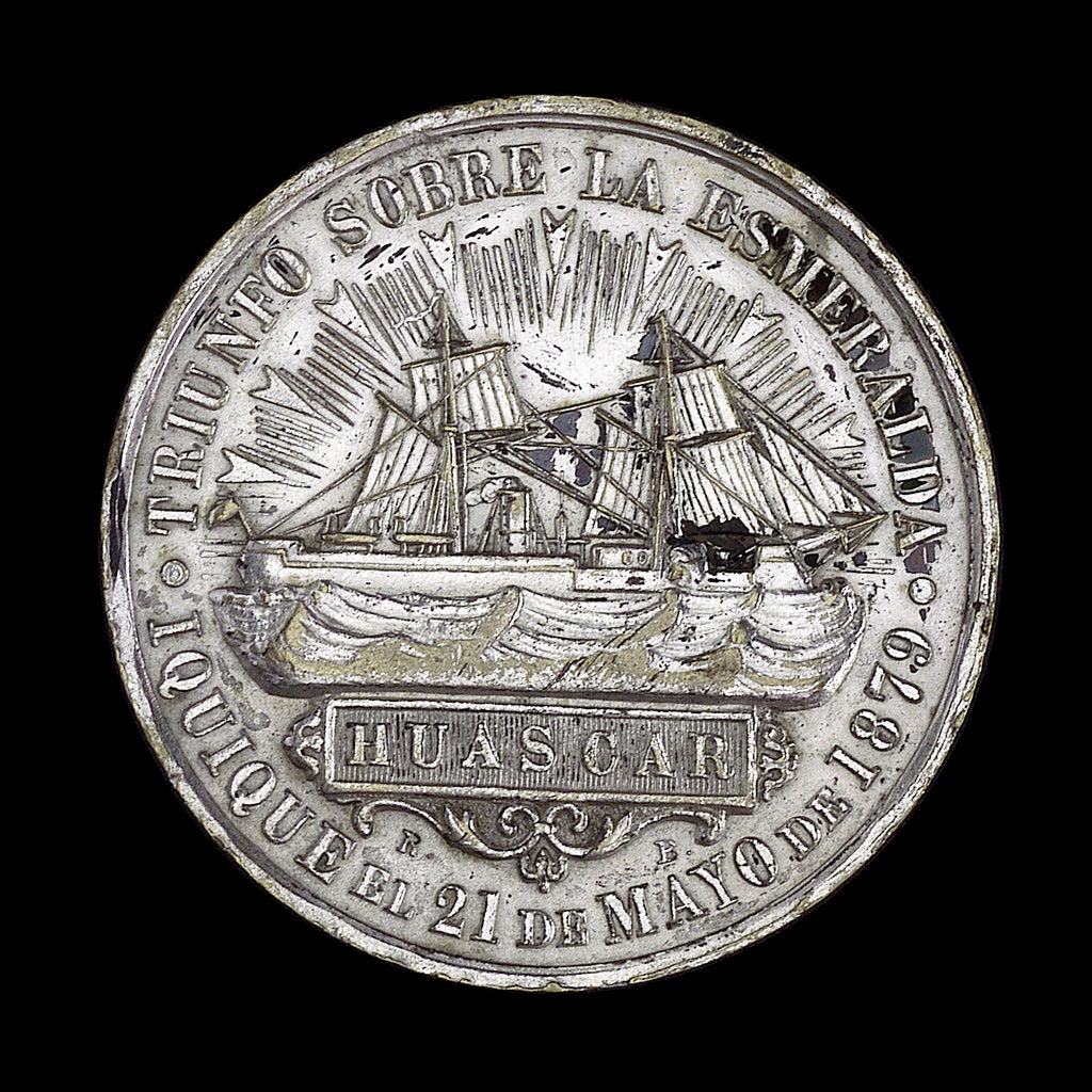 Detail of Medal commemorating the action off Iquique, 1879; obverse by R. Britten