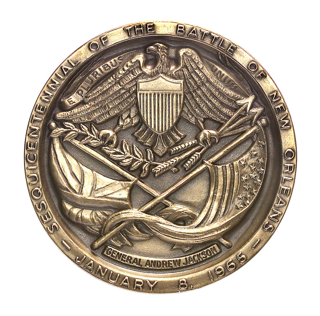 Detail of Medal commemorating the 150th anniversary of the battle of New Orleans, 1965; obverse by Angela Gregory
