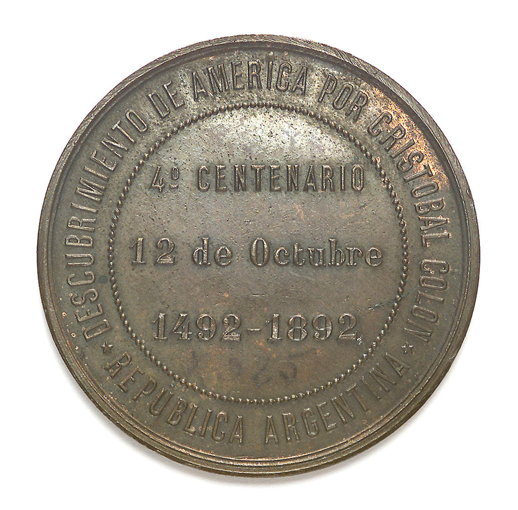 Detail of Medal commemorating Christopher Columbus (1451-1506) and the discovery of America, 1492; reverse by unknown