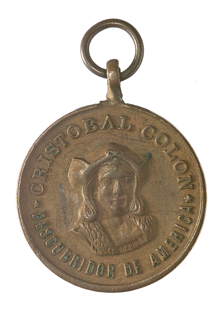 Detail of Medal commemorating Christopher Columbus (1451-1506) and the discovery of America, 1492; obverse by unknown