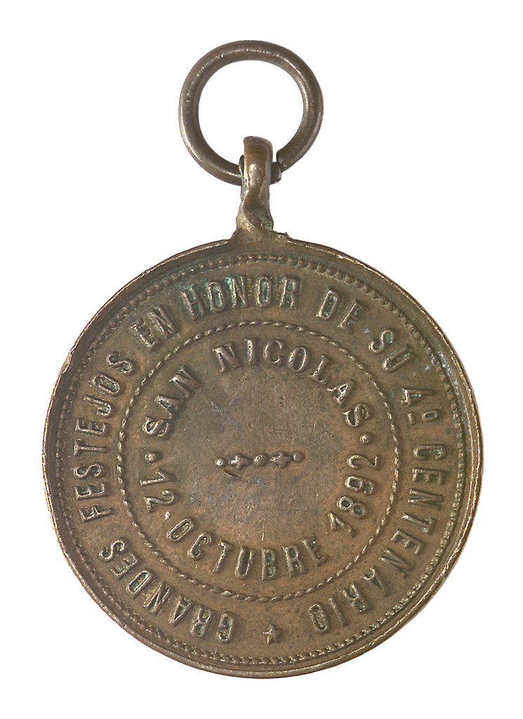 Detail of Medal commemorating Christopher Columbus (1451-1506) and the discovery of America, 1492; reverse by unknown
