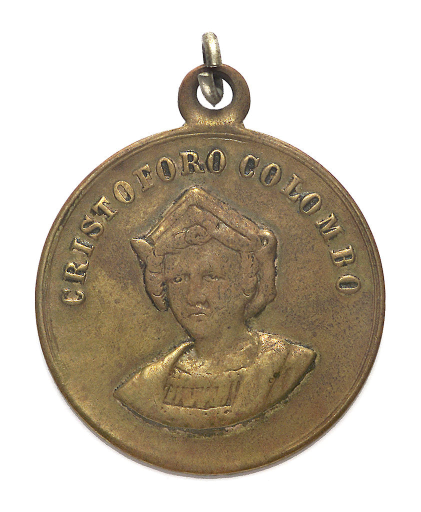 Detail of Medal commemorating Christopher Columbus (1451-1506) and the discovery of America, 1492; obverse by unknown
