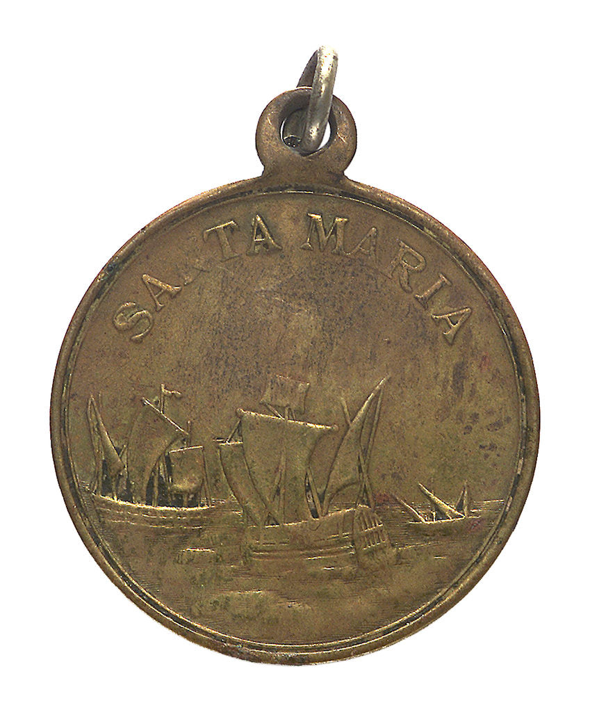 Detail of Medal commemorating Christopher Columbus (1451-1506) and the discovery of America, 1492; reverse by unknown