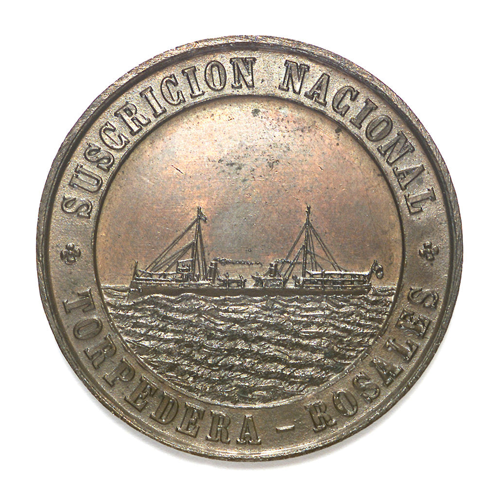 Detail of Medal commemorating the national subscription for the torpedo boat 'Rosales'; obverse by unknown