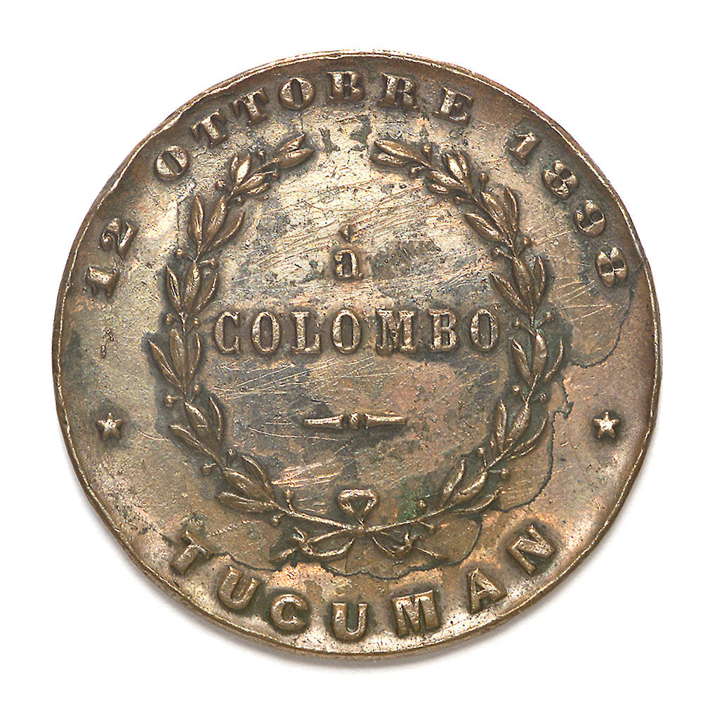 Detail of Medal depicting the Tucuman monument of Christopher Columbus (1451-1506); reverse by unknown