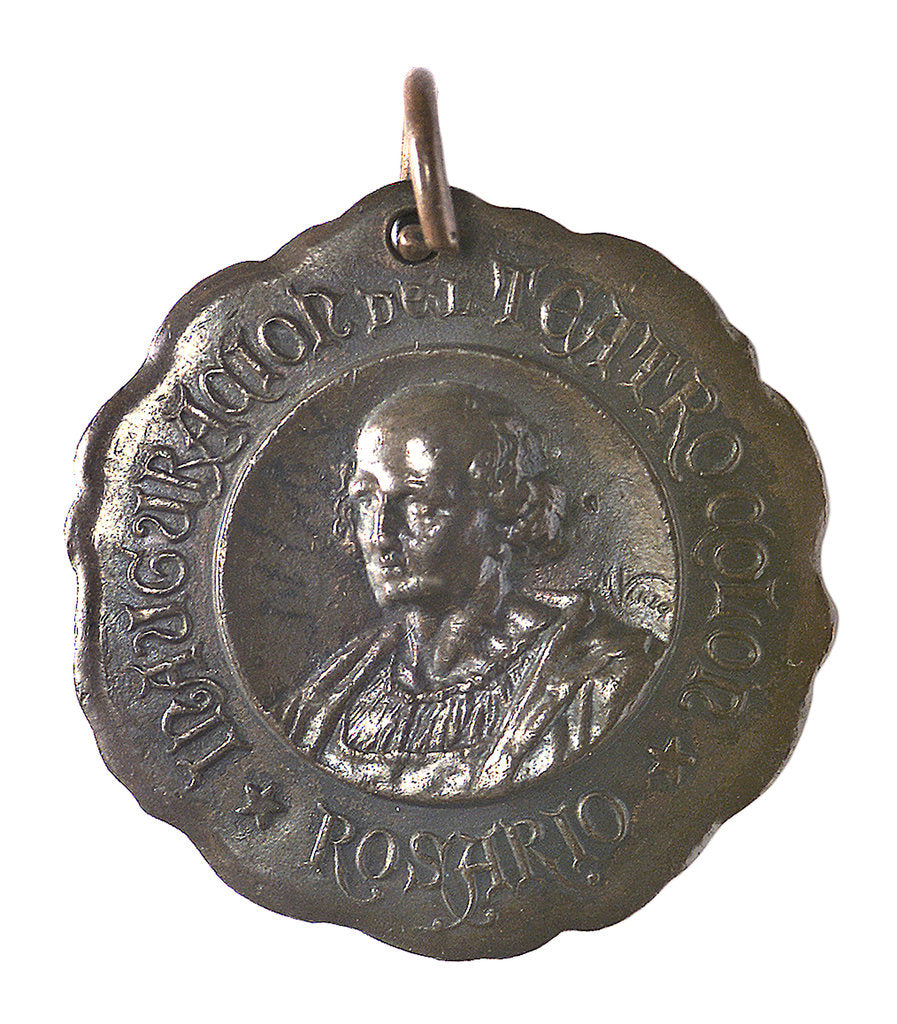 Detail of Medal commemorating Christopher Columbus (1451-1506) and the Inauguration of the Theatre Colon, Rosario, 1904; obverse by unknown