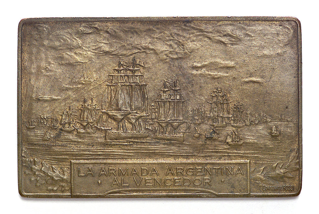 Detail of Medal commemorating the centenary of the naval action of Los Pozos, 1926; obverse by C. Rossi