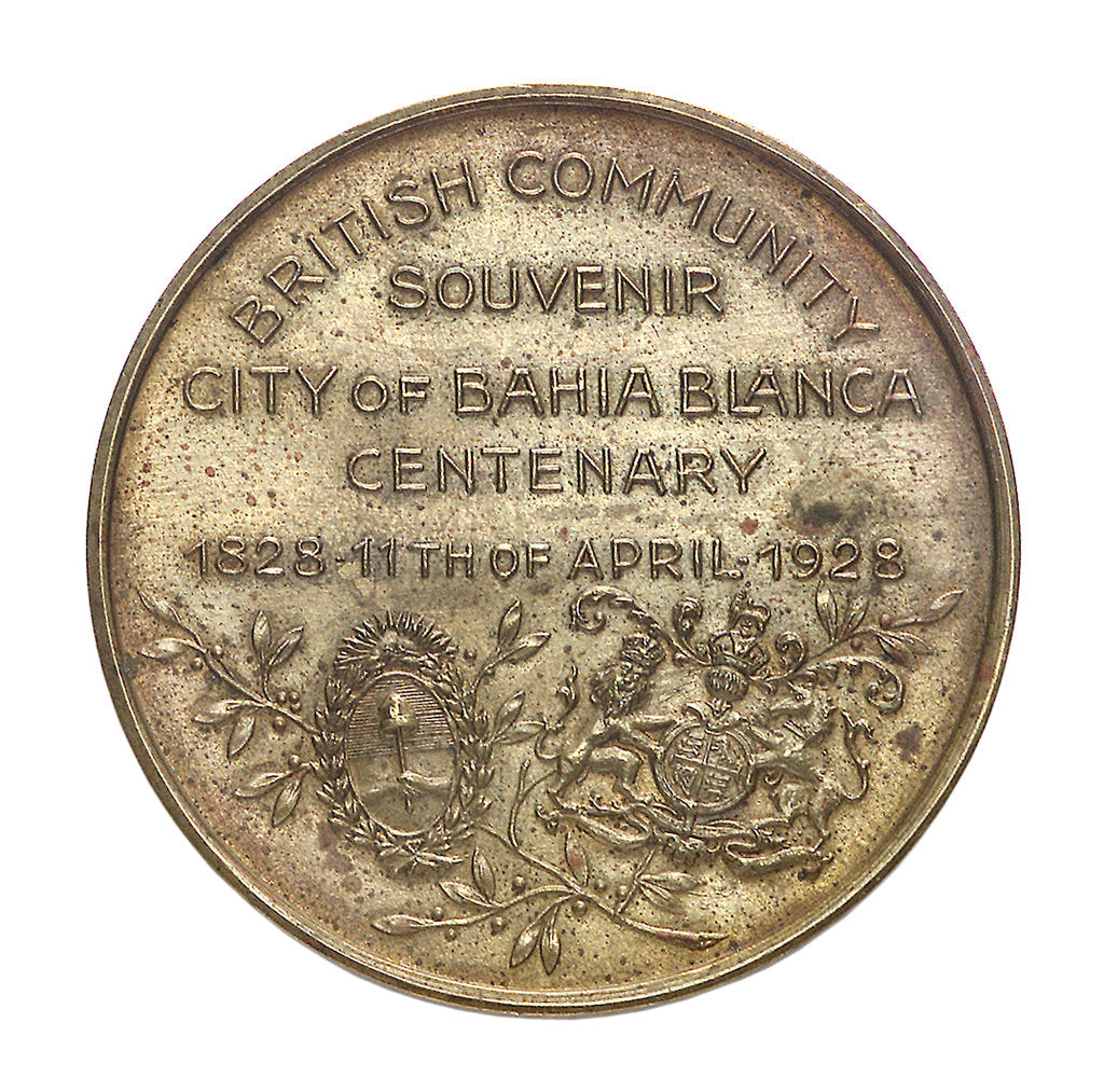 Detail of Medal commemorating the Bahia Blanca centenary, 1928; reverse by unknown