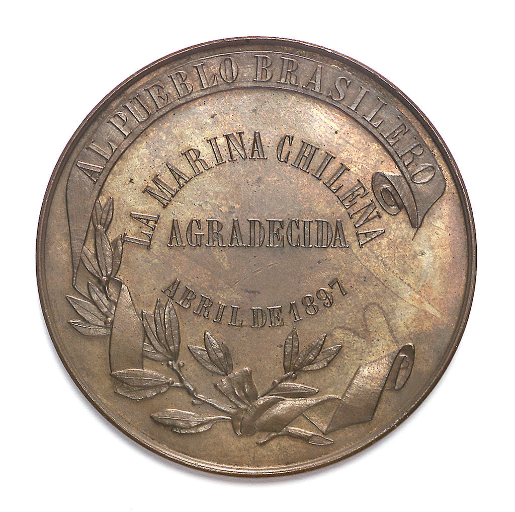 Detail of Medal commemorating the visit of the Chilean fleet to Rio de Janeiro, 1897; reverse by unknown