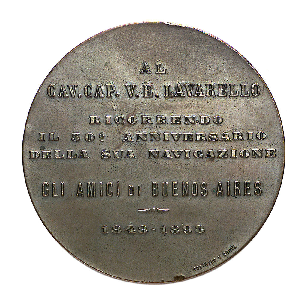 Detail of Commemorative medal depicting Captain V. E. Lavarello; reverse by Cardinal Francisco Jimenez de Cisneros Ximenes