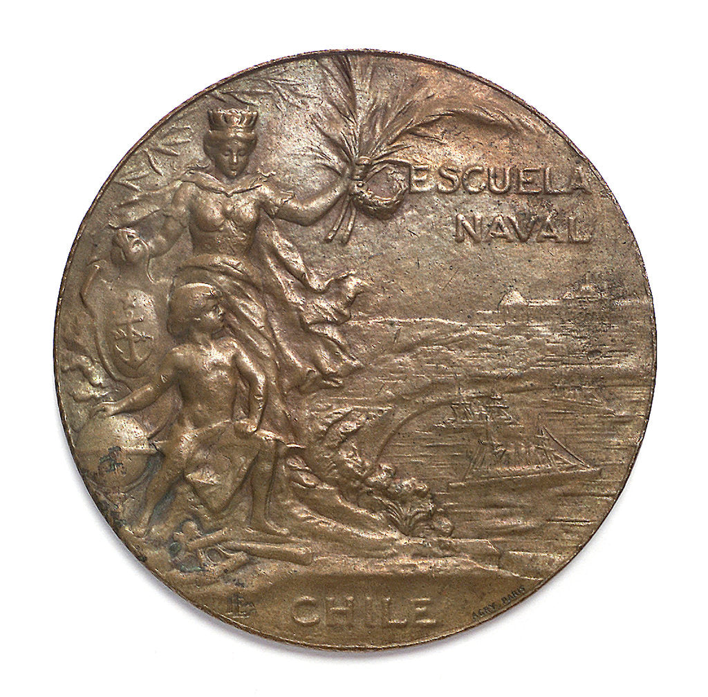 Detail of Medal commemorating the centenary of the Naval School of Chile, 1910; obverse by unknown