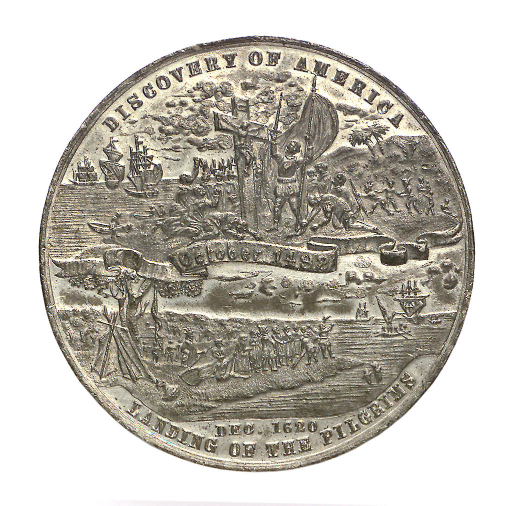 Detail of Medal commemorating Christopher Columbus (1451-1506) and the discovery of America; reverse by Boldenweck & Co.