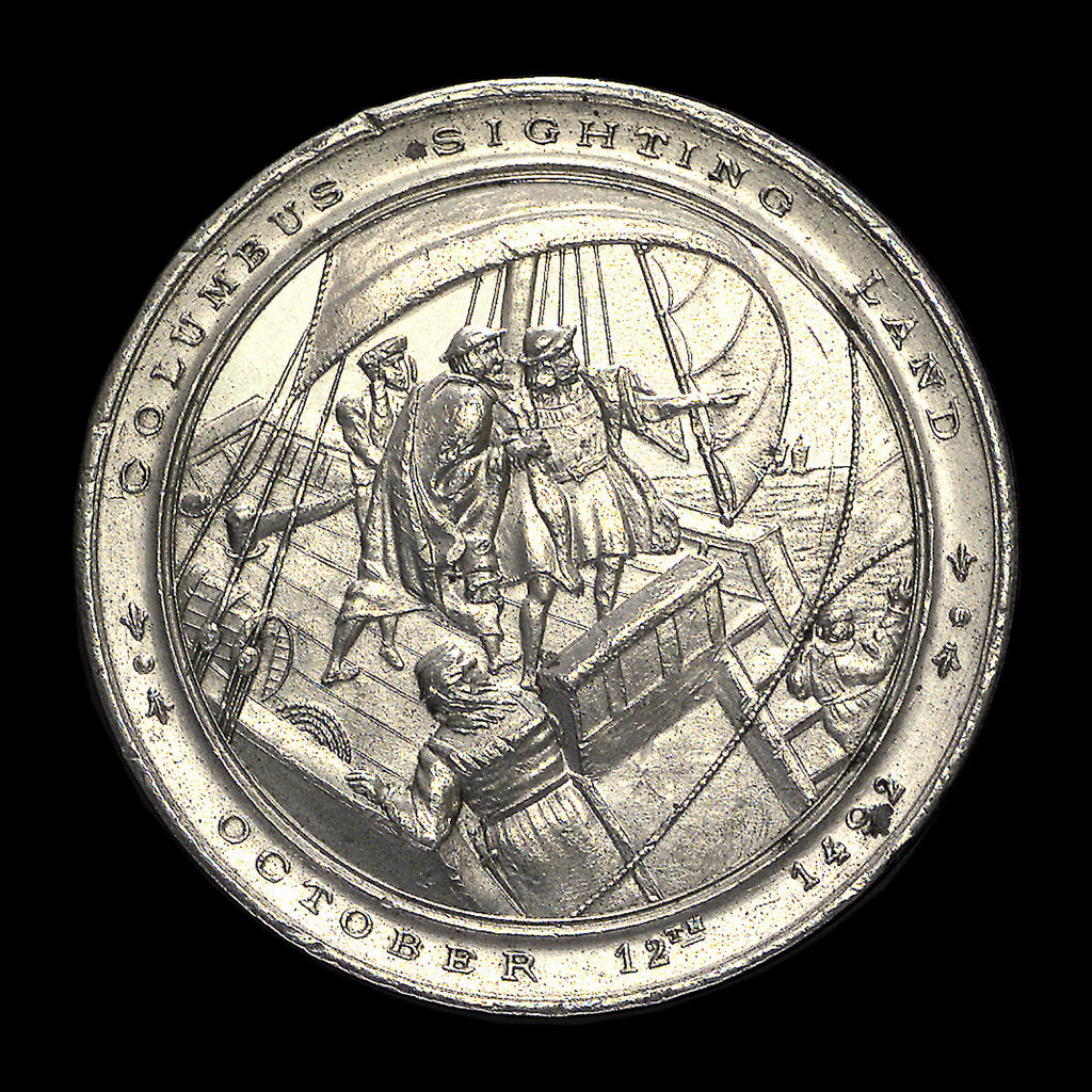 Detail of Medal commemorating Christopher Columbus (1451-1506) and the discovery of America; obverse by unknown