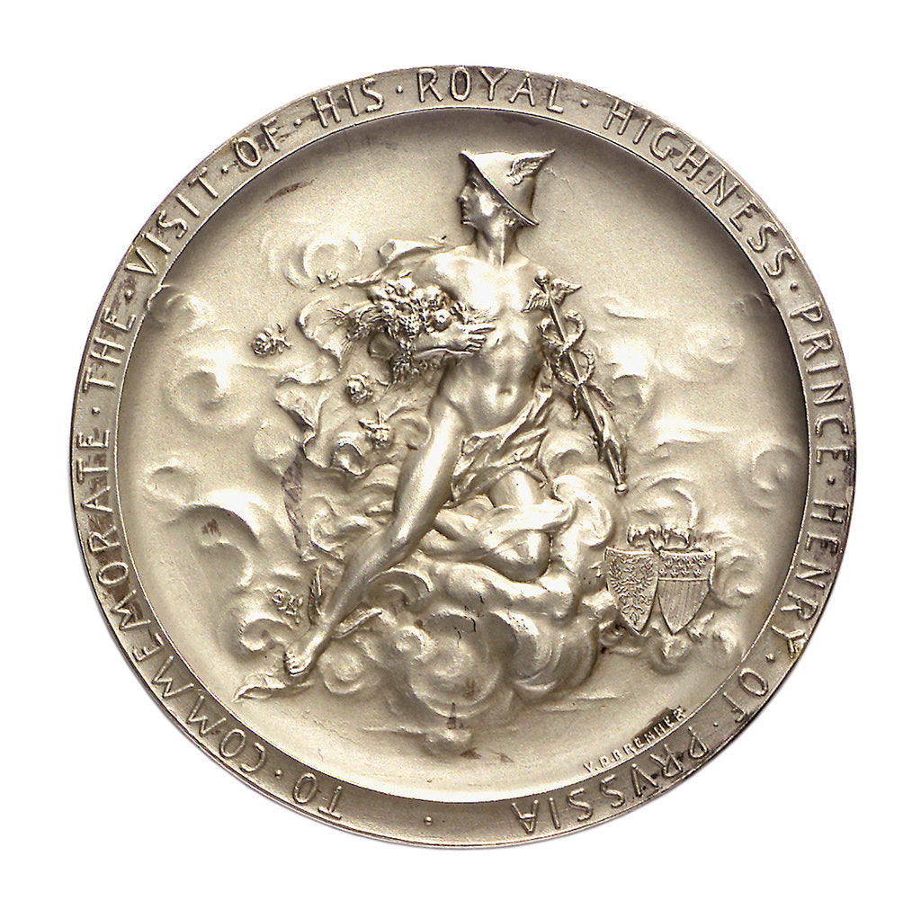Detail of Medal commemorating the visit of Admiral Prince Henry of Prussia to America, 1902; reverse by V.D. Brenner