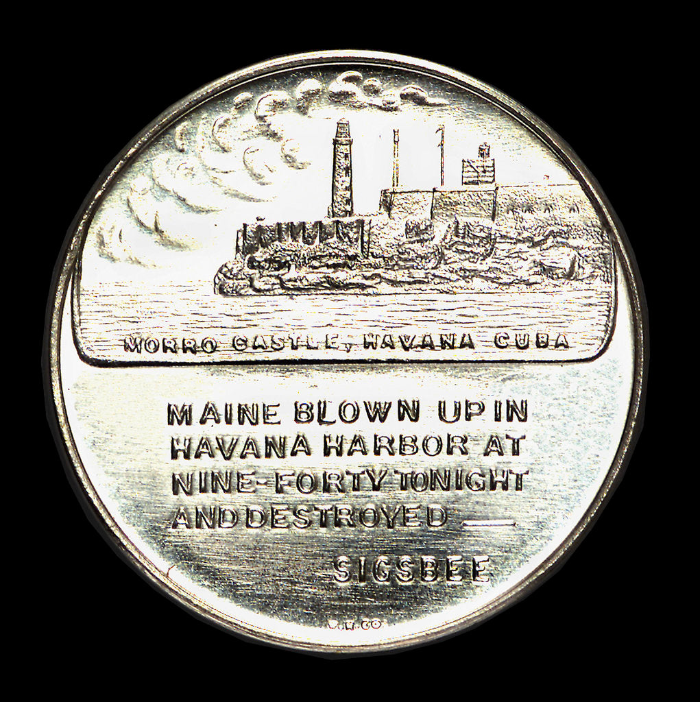 Detail of Medal commemorating the 50th anniversary of the destruction of the battleship Maine, 1948; reverse by W. & H. Co.