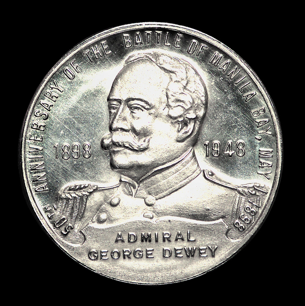 Detail of Medal commemorating the 50th anniversary of the Battle of Manila Bay, 1948; obverse by W. & H. Co.