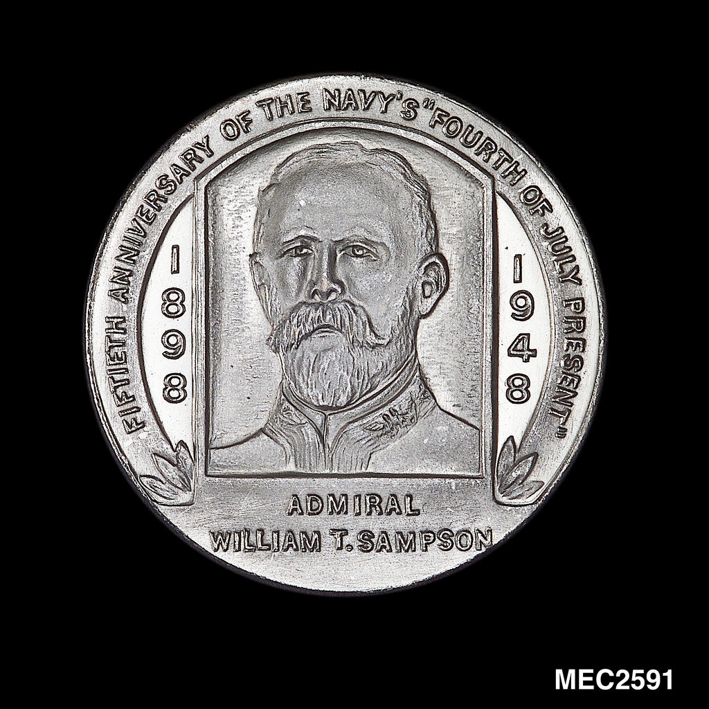 Detail of Medal commemorating the destruction of the Spanish Fleet off Santiago Cuba, 1898 by W. & H. Co.