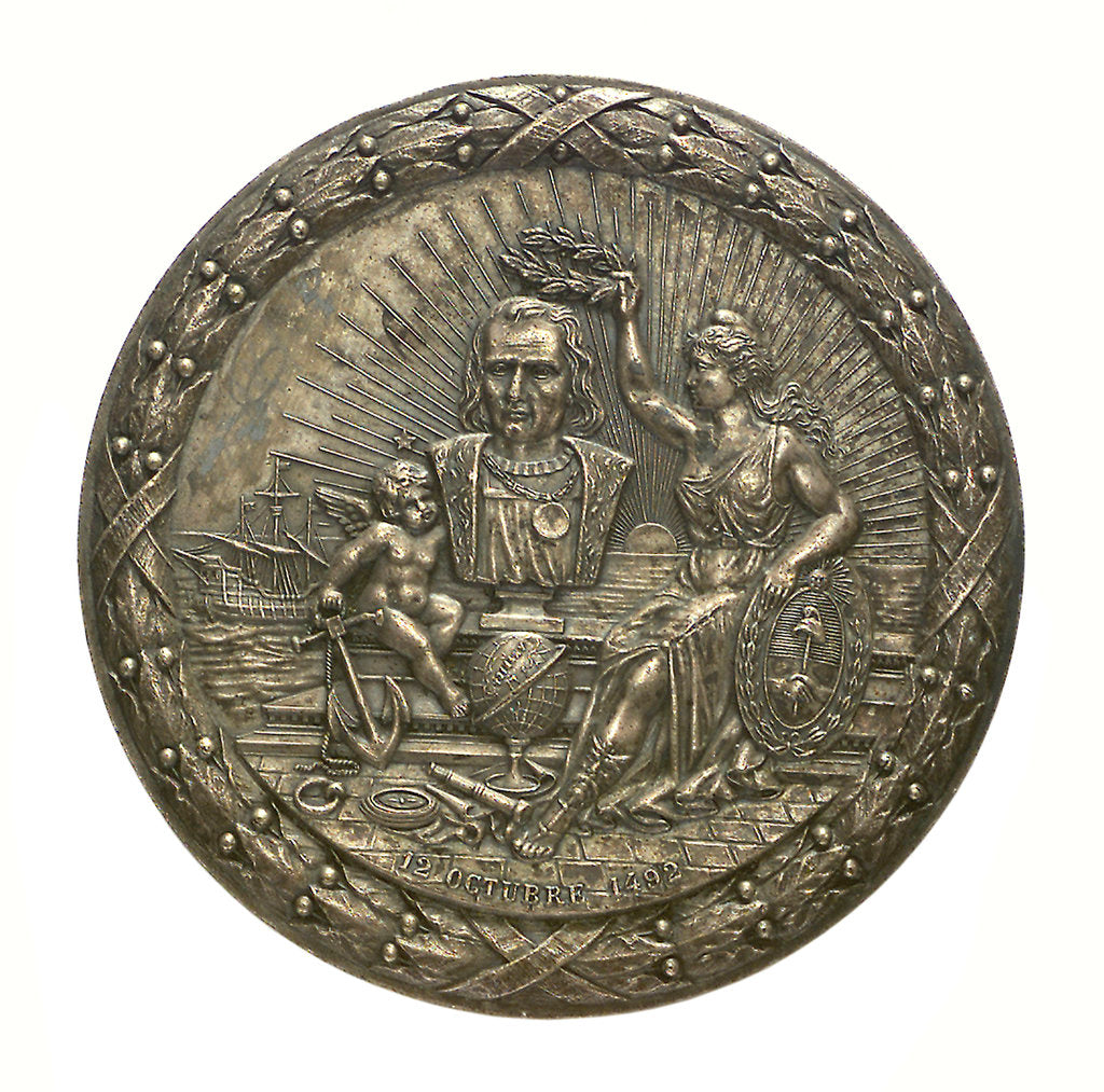 Detail of Medal commemorating the 400th anniversary of the discovery of America, 1892; obverse by unknown