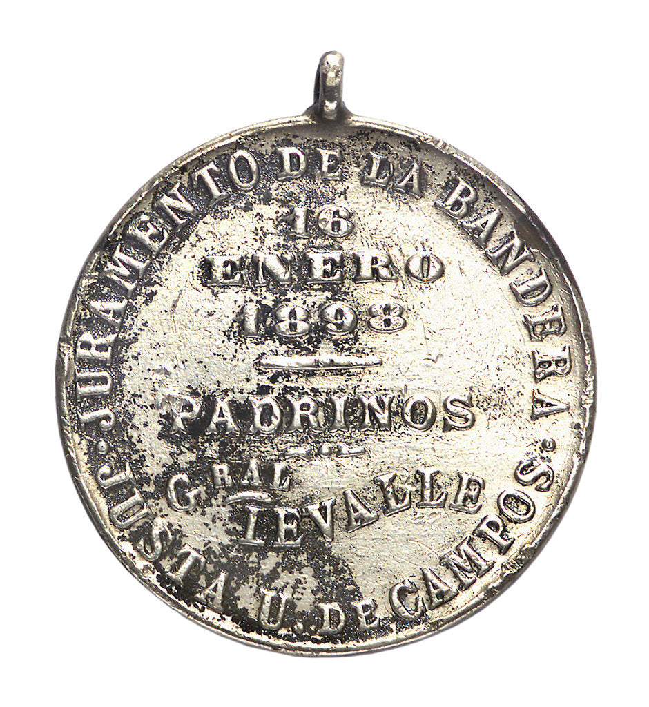 Detail of Argentine Naval School badge of the Oath to the Flag; reverse by unknown