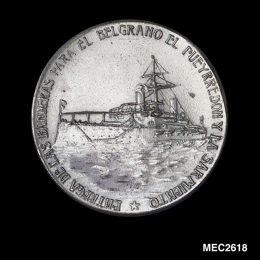 Detail of Medal commemorating hoisting the flag on SS 'Belgrano', 'Pueyrredon' and 'Sarmiento' by unknown