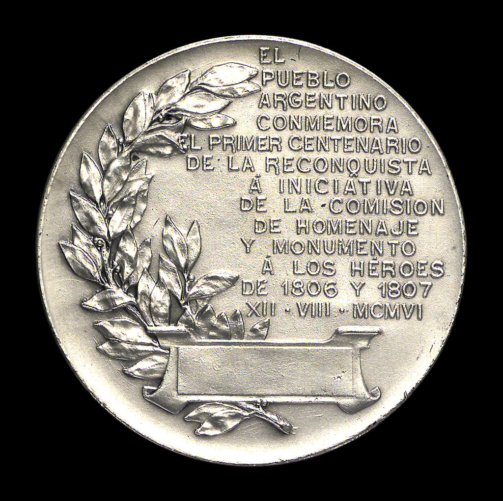 Detail of Medal commemorating the reconquest of Argentina, 1807; reverse by Rossi Bellagamba