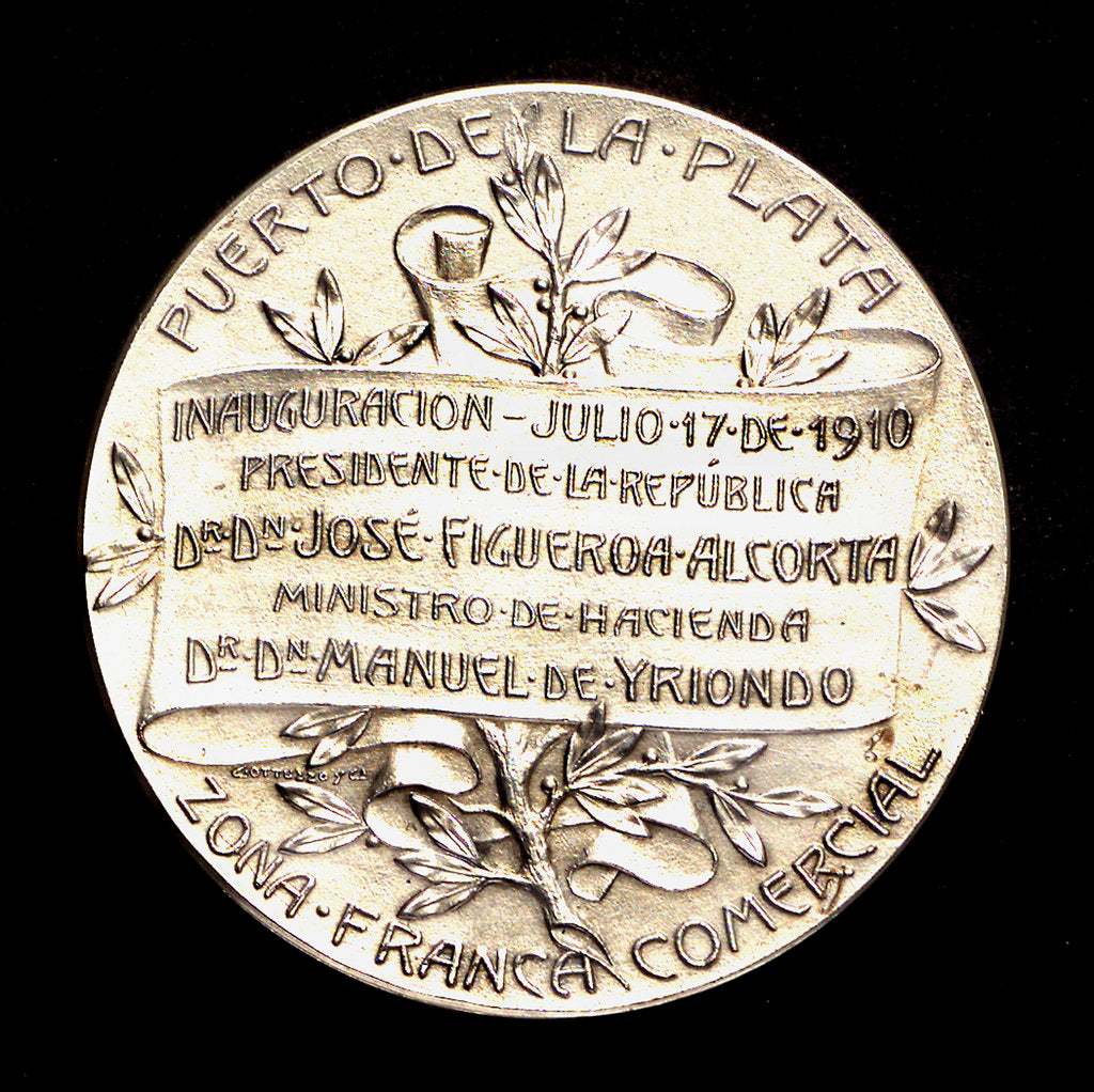 Detail of Ingot commemorating the inauguration of the free commercial port of La Plata, 1910; reverse by J. J. Gottuzzo & Ca.