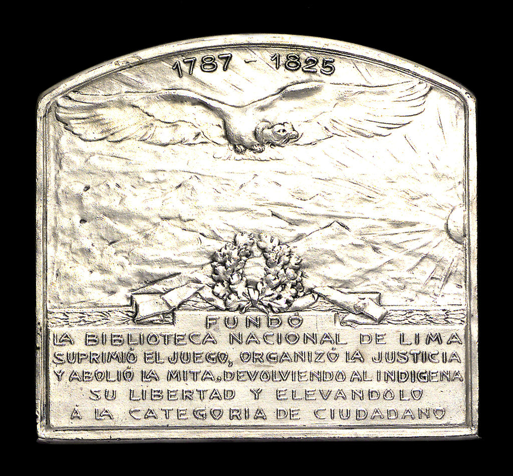 Detail of Plaque commemorating the homage of the Argentine navy to Dr B Monteagudo; reverse by Gottuzzo & Piana
