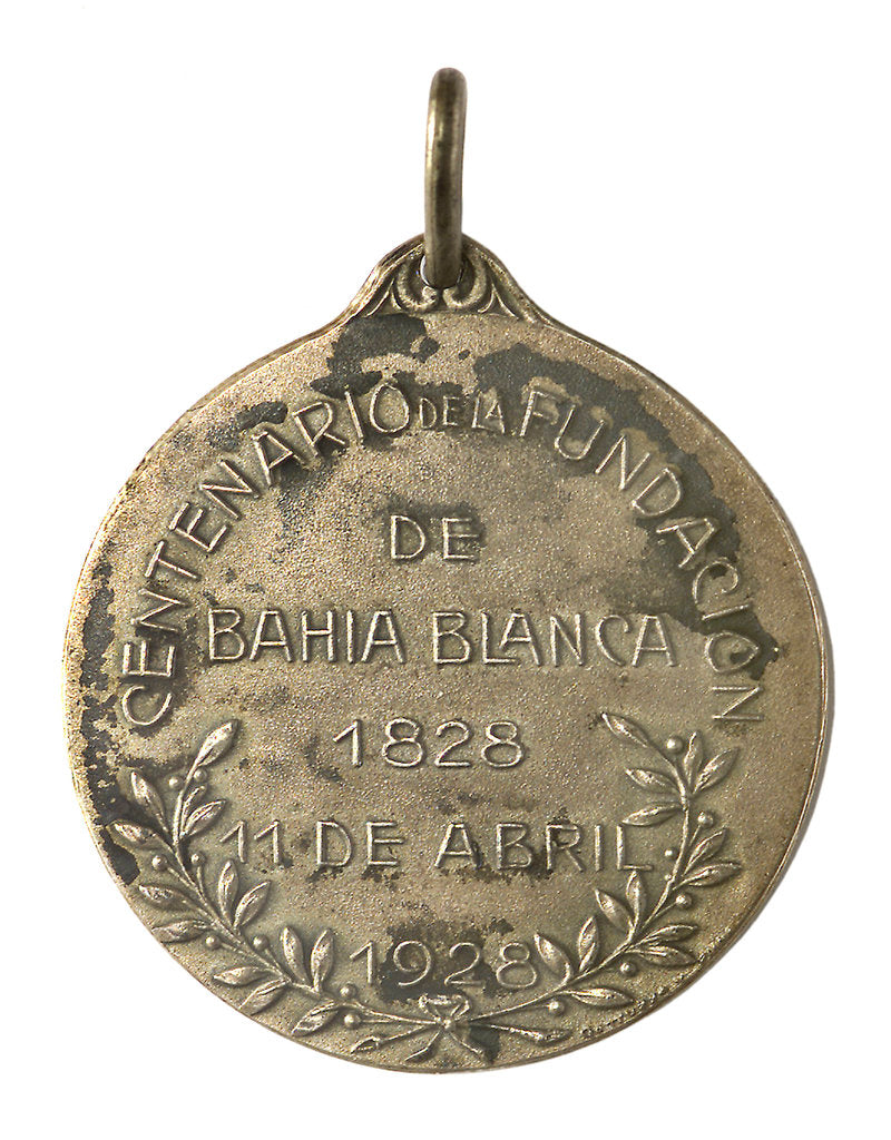 Detail of Medal commemorating Bahia Blanca centenary, 1928; reverse by unknown