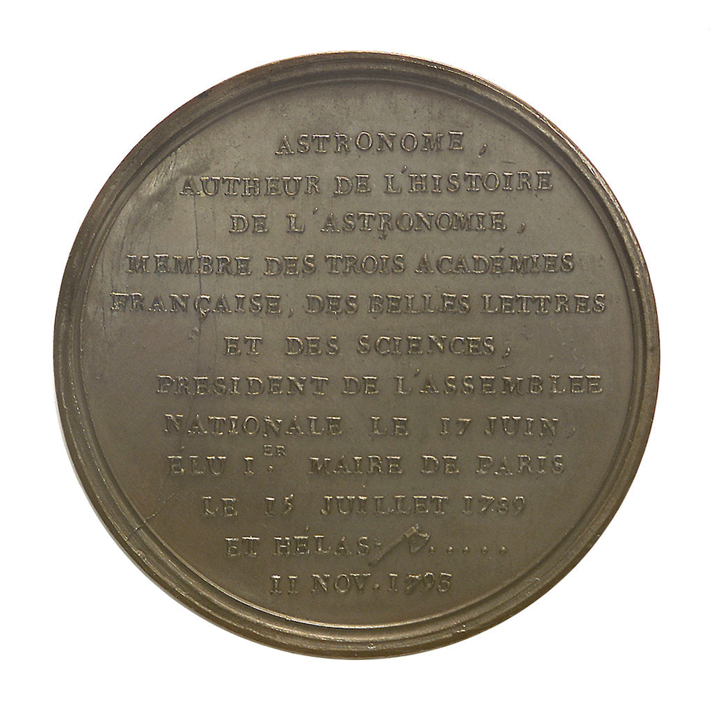 Detail of Commemorative medal depicting John Sylvanus Bailly (1736-93); reverse by unknown