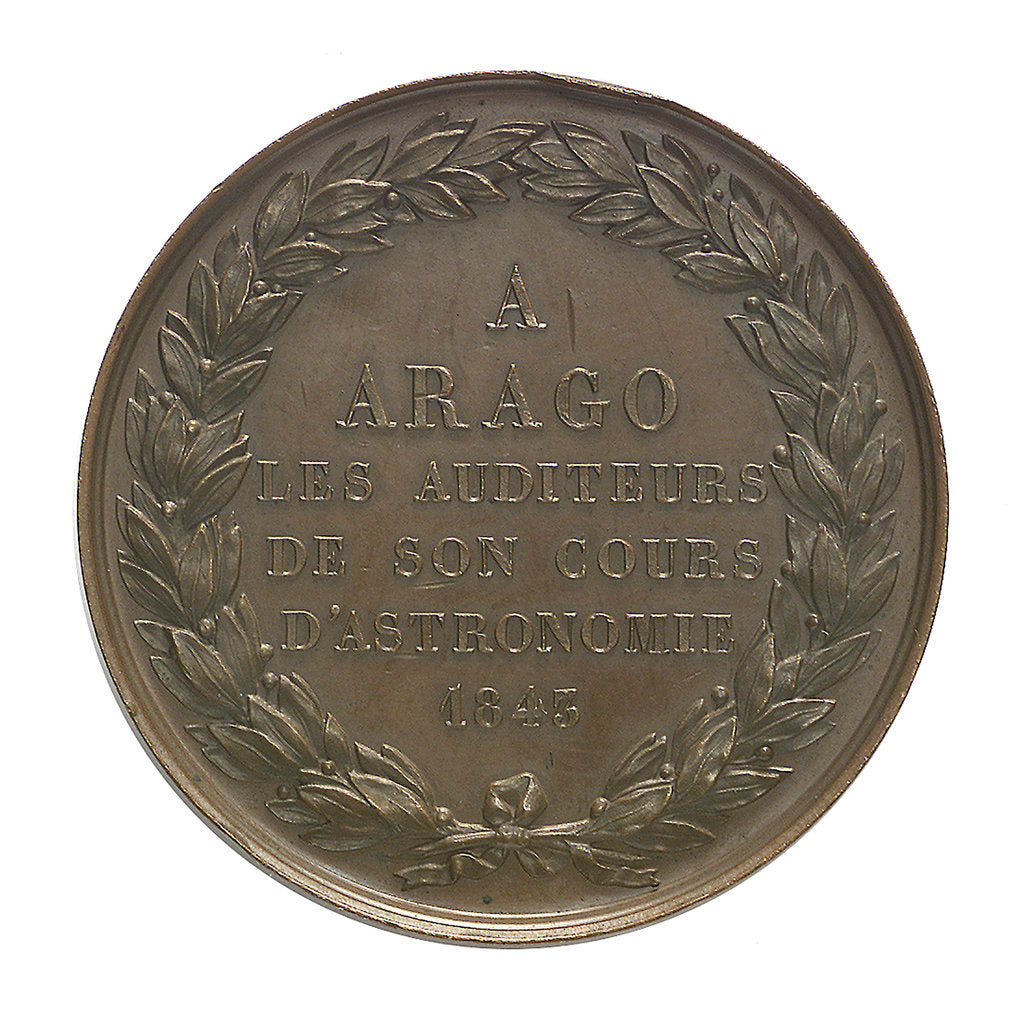 Detail of Commemorative medal depicting Dominique Francois Jean Arago (1786-1855); reverse by A.F.A. Bovy
