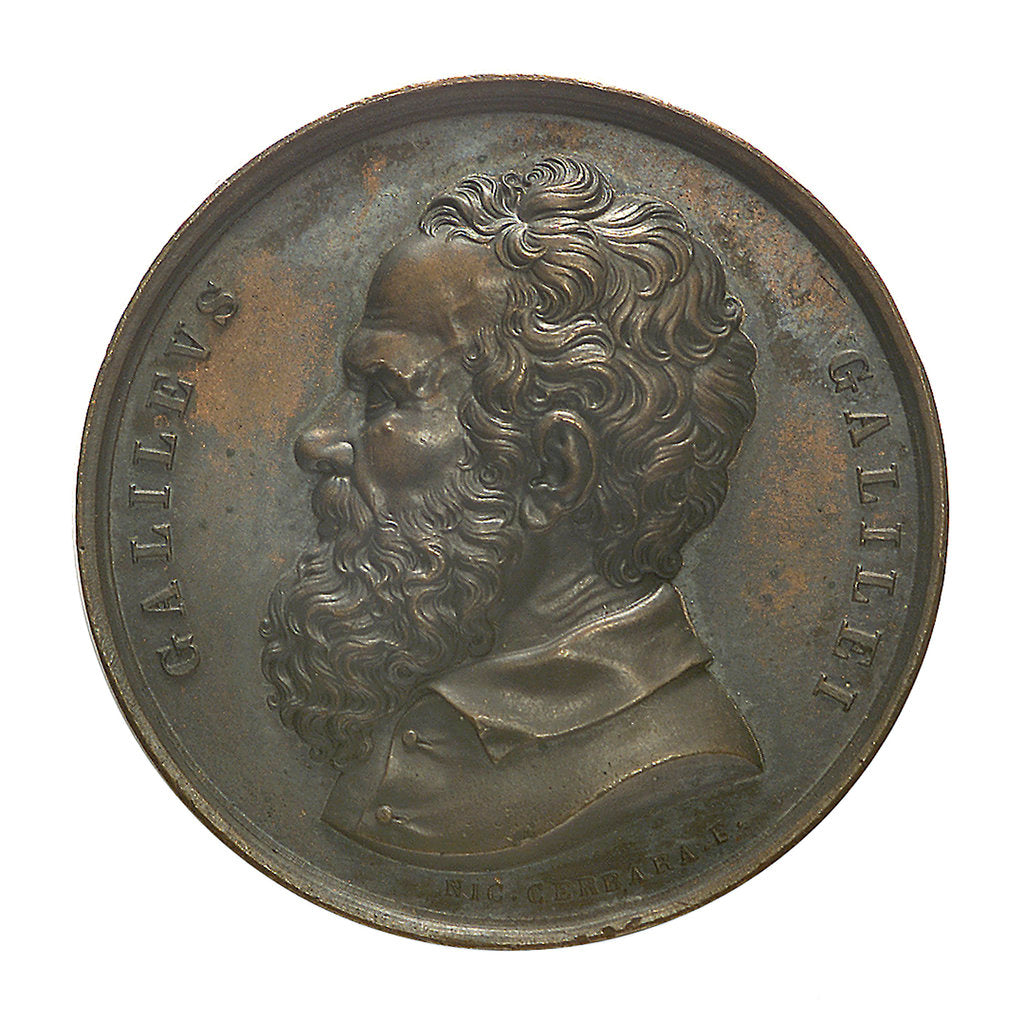 Detail of Commemorative medal depicting Galilaeo Galilei (1564-1642); obverse by N. Cerbara