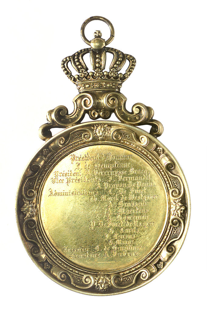 Detail of Pendant medallion presented to Captain Stone, 1891 of the 'Pegasus'; reverse by unknown