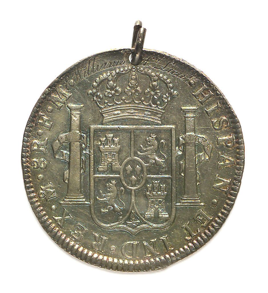 Detail of Engraved coin - eight reales; reverse by unknown