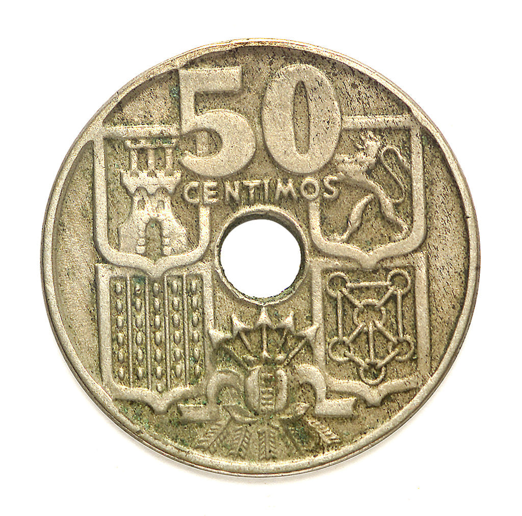 Detail of Coin - 50 centimos; reverse by unknown