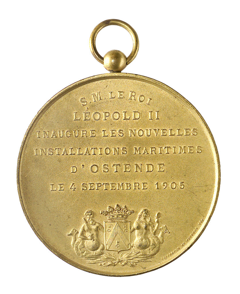 Detail of Medal commemorating the inauguration of the Maritime Installations at Ostend, 1905; obverse by unknown
