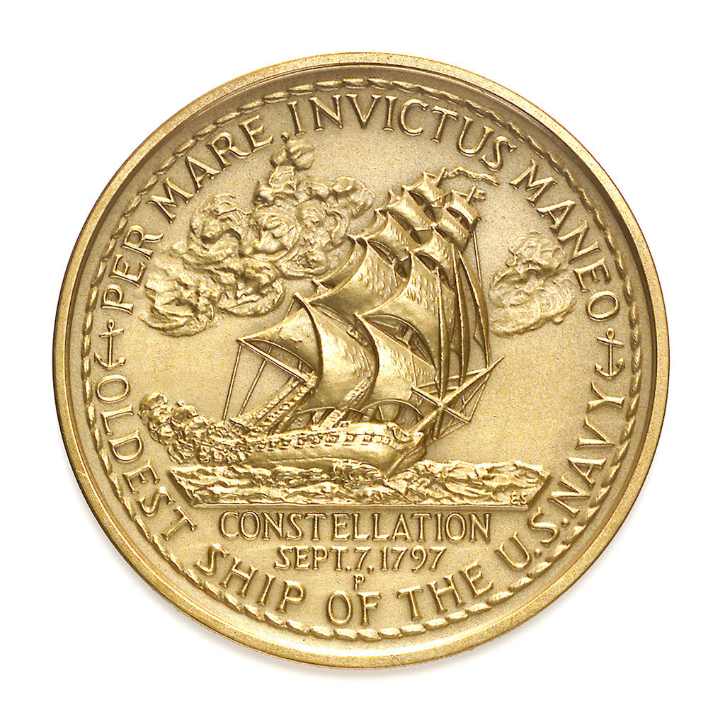 Detail of Medal commemorating the Centennial Diamond Jubilee of USS 'Constellation', 1972; reverse by S.J.W.