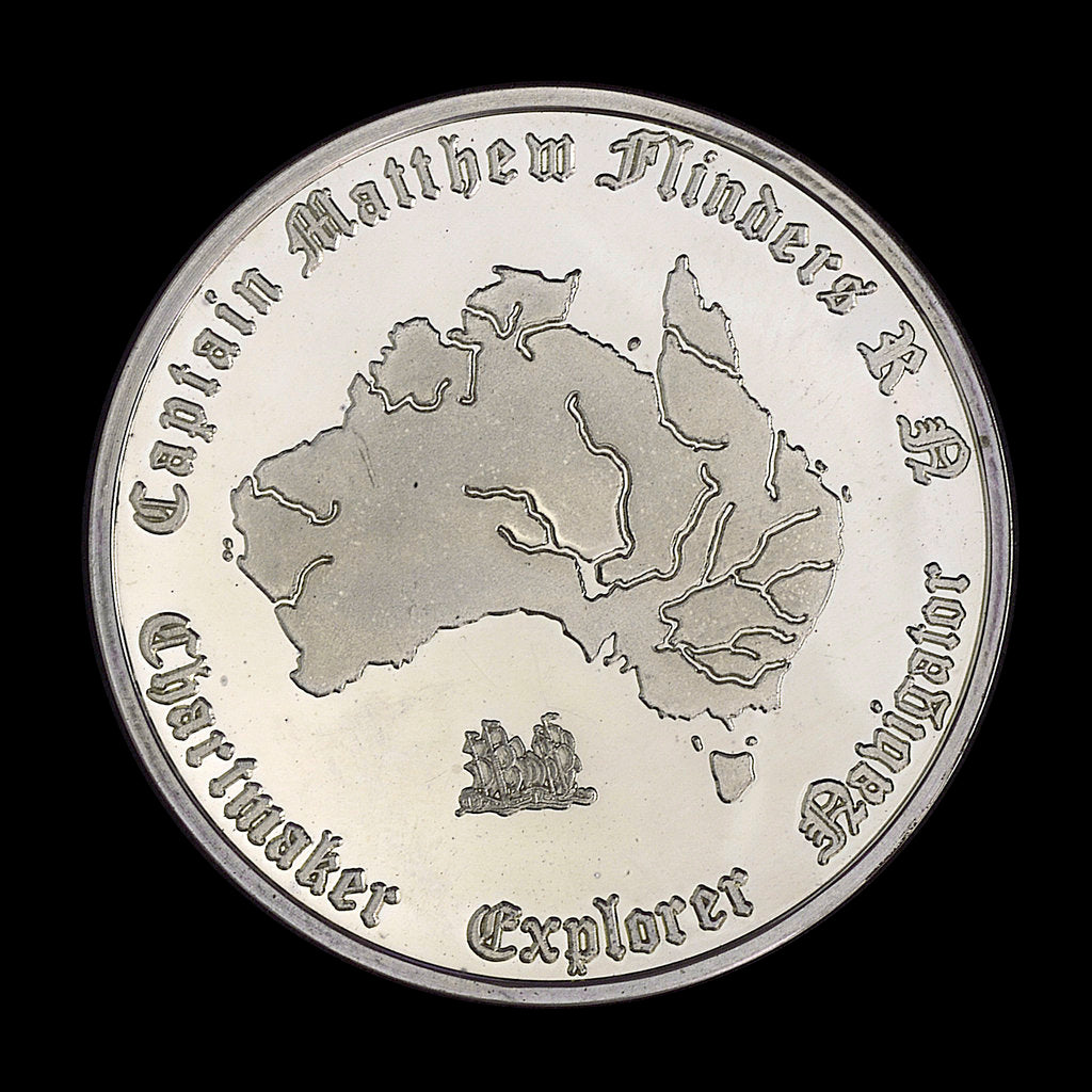 Detail of Medal commemorating Captain Matthew Flinders (1774-1814), bicentenary, 1974; obverse by Lincolnshire & South Humberside Arts