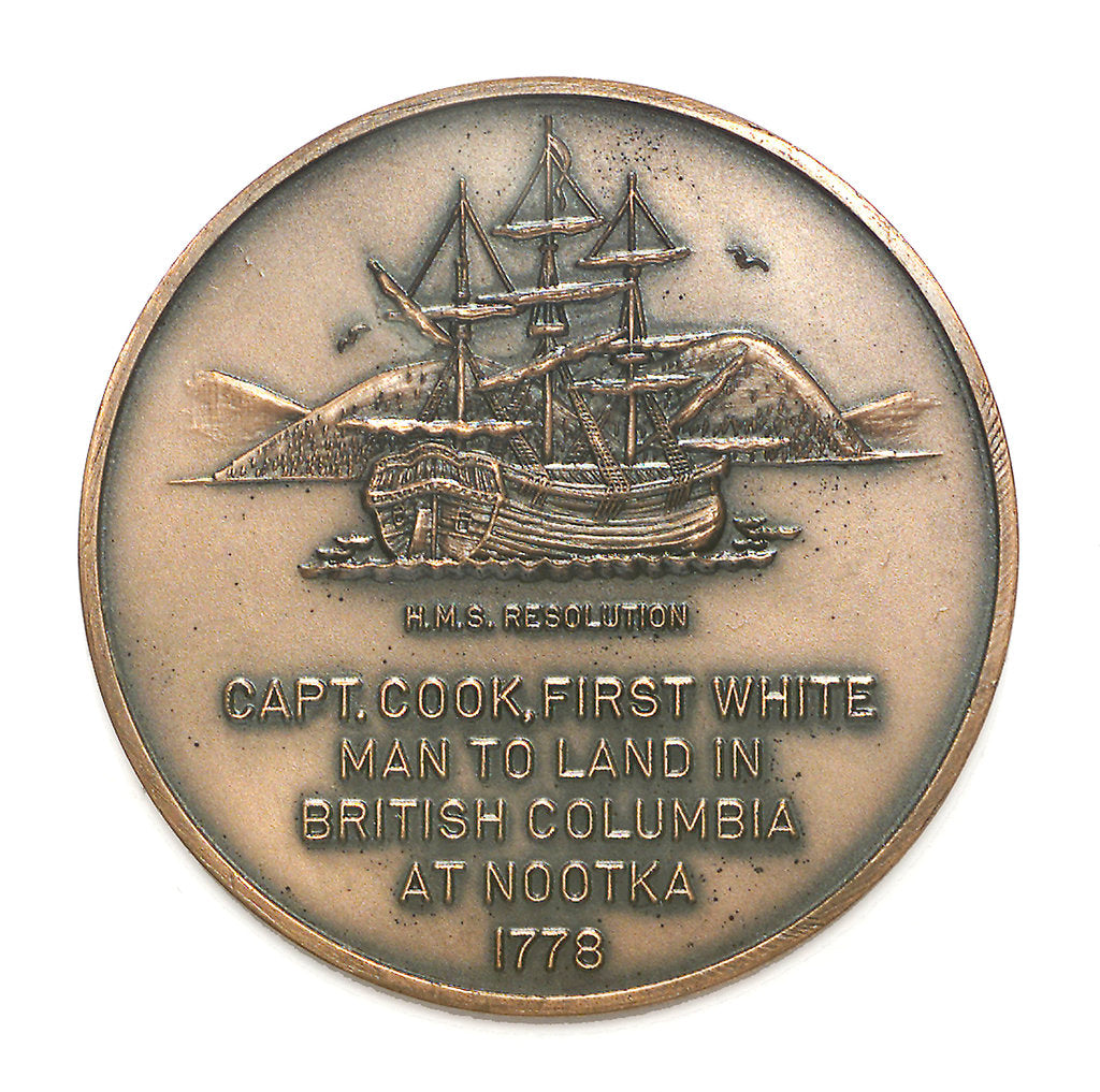 Detail of Medal commemorating Captain James Cook (1728-1779); reverse by Historic Medals