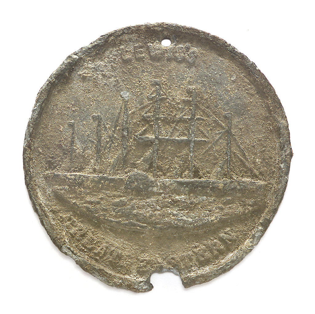 Detail of Medal commemorating Lewis's Great Eastern exhibition, Liverpool; obverse by unknown