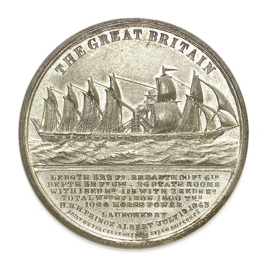 Detail of Medal commemorating the SS 'Great Britain', experimental voyage from Bristol to London, 1845; obverse by unknown