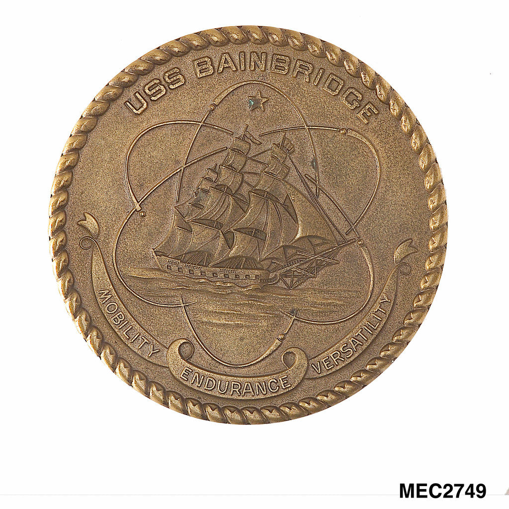 Detail of Medal commemorating the USS 'Bainbridge'- world's first nuclear powered frigate by unknown