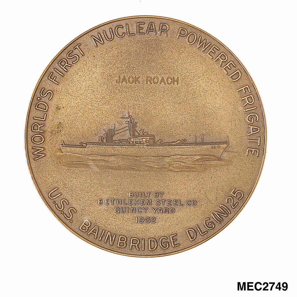 Detail of Medal commemorating the USS 'Bainbridge'- world's first nuclear powered frigate by unknown