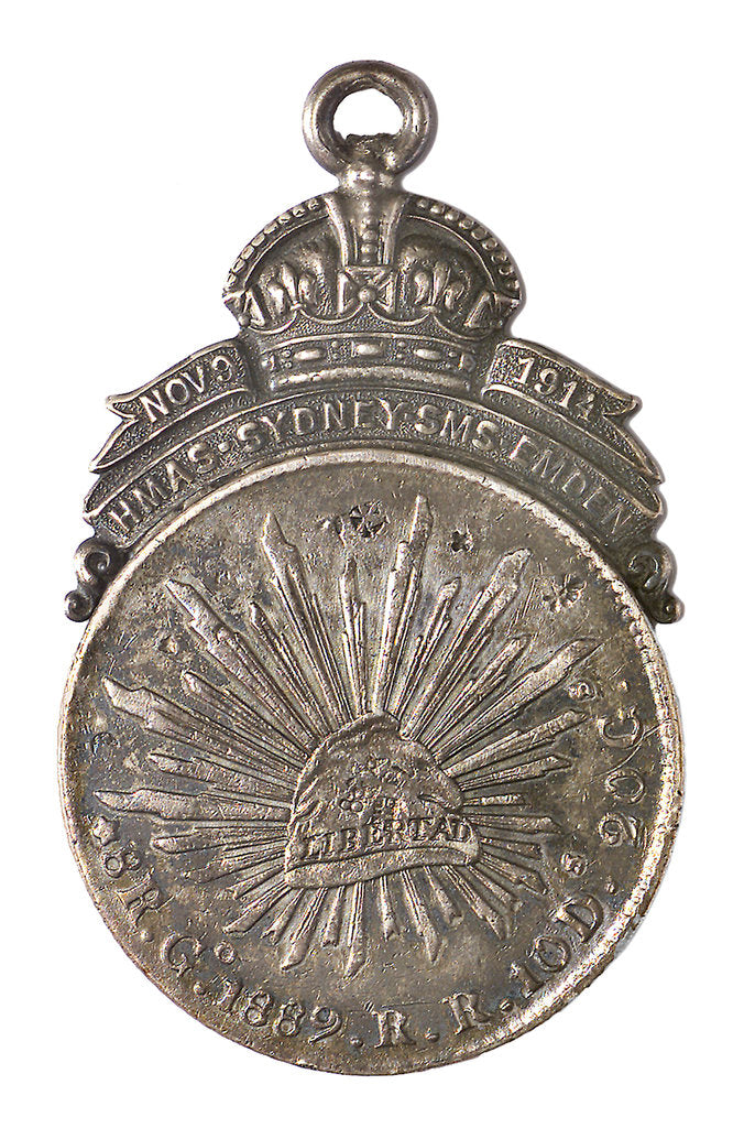 Detail of Coin commemorating HMAS 'Sydney' and SMS 'Emden'; obverse by W. Kerr