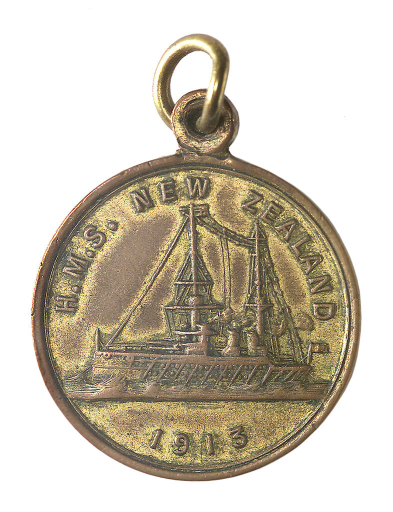 Detail of Medal commemorating the visit of New Zealand's gift battleship, HMS 'New Zealand'; obverse by unknown