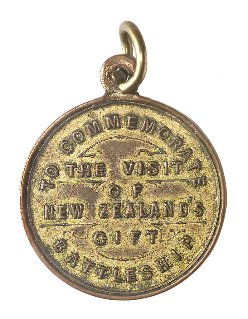Detail of Medal commemorating the visit of New Zealand's gift battleship, HMS 'New Zealand'; reverse by unknown